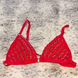 ASOS Red Chain Bralette Bikini Bra Top Size M